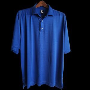 FootJoy FJ Men's XL Blue Performance Polo Golf Shirt ProDry Diamond Square Print
